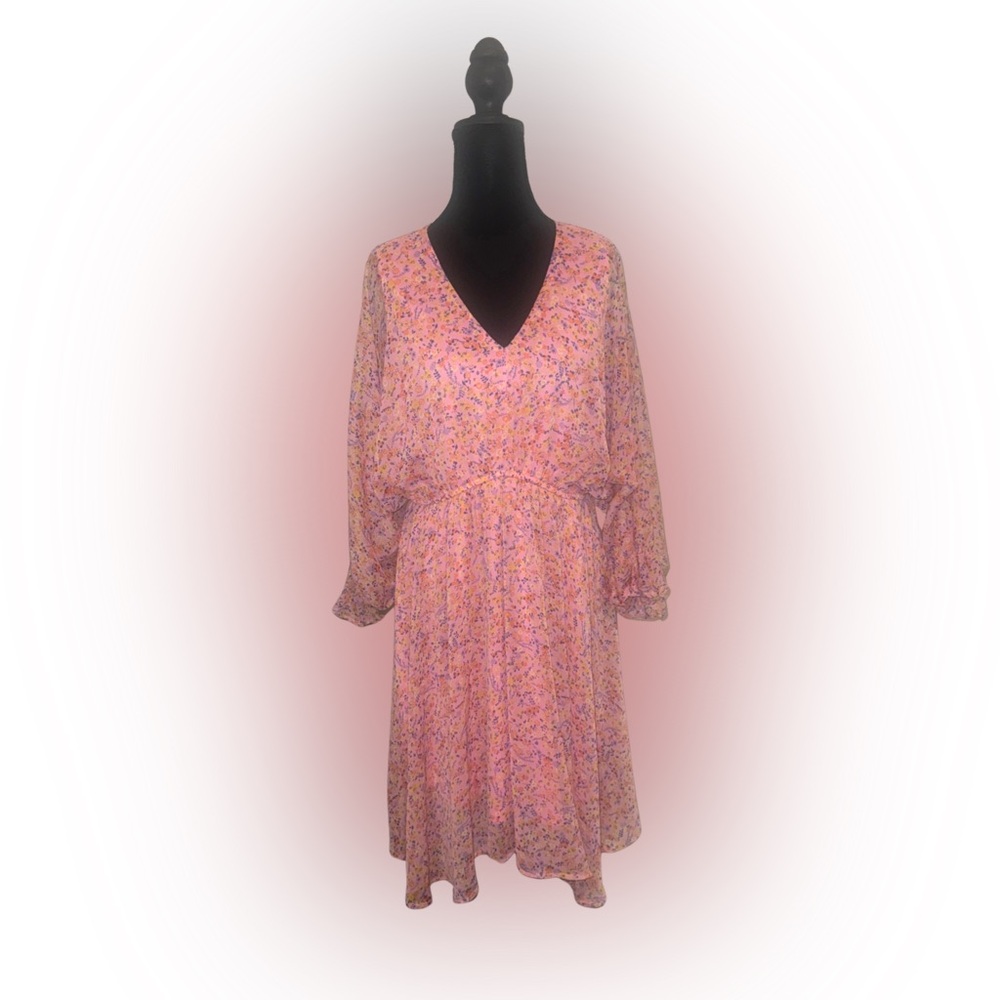 White Birch Pink Floral Long Sleeve Dress